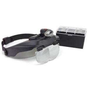 LUPAS BINOCOLARES CON VISERA LED Y 4 LENTES 1,2x-1,8x-2,5x3,5x